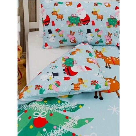 Peppa Pig Santa Claus Christmas Duvet Cover Set (Toddler) (Blue/Red/Green) 5 Peppa Pig Santa Claus Christmas Duvet Cover Set (Toddler) (Blue/Red/Green) - Image 5