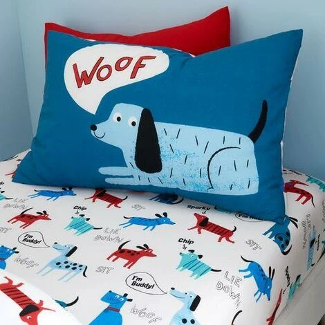 Catherine Lansfield Kids Woofing Dogs Reversible Duvet Cover Set Blue Bedding - Junior 3 Catherine Lansfield Kids Woofing Dogs Reversible Duvet Cover Set Blue Bedding - Junior - Image 3