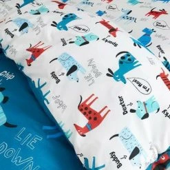 Catherine Lansfield Kids Woofing Dogs Reversible Duvet Cover Set Blue Bedding - Junior 8 Catherine Lansfield Kids Woofing Dogs Reversible Duvet Cover Set Blue Bedding - Junior -Furn. Shop 96871248 4