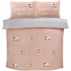 Rapport Home Bedding 180 TC Counting Sheep Duvet Cover Set Blush King