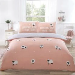 Rapport Home Bedding 180 TC Counting Sheep Duvet Cover Set Blush Single