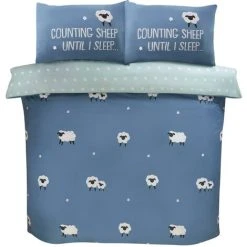 Rapport Home Bedding 180 TC Counting Sheep Duvet Cover Set Blue King
