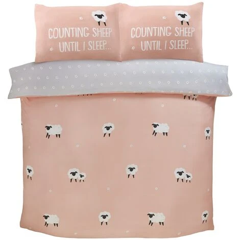 Rapport Home Bedding 180 TC Counting Sheep Duvet Cover Set Blush Double 2 Rapport Home Bedding 180 TC Counting Sheep Duvet Cover Set Blush Double - Image 2