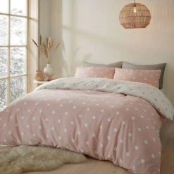 Catherine Lansfield Brushed Spot Duvet Cover Set Pink Single