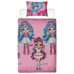 LOL Surprise Childrens/Kids OMG Queens Duvet Cover Set (Single) (Pink/Blue)